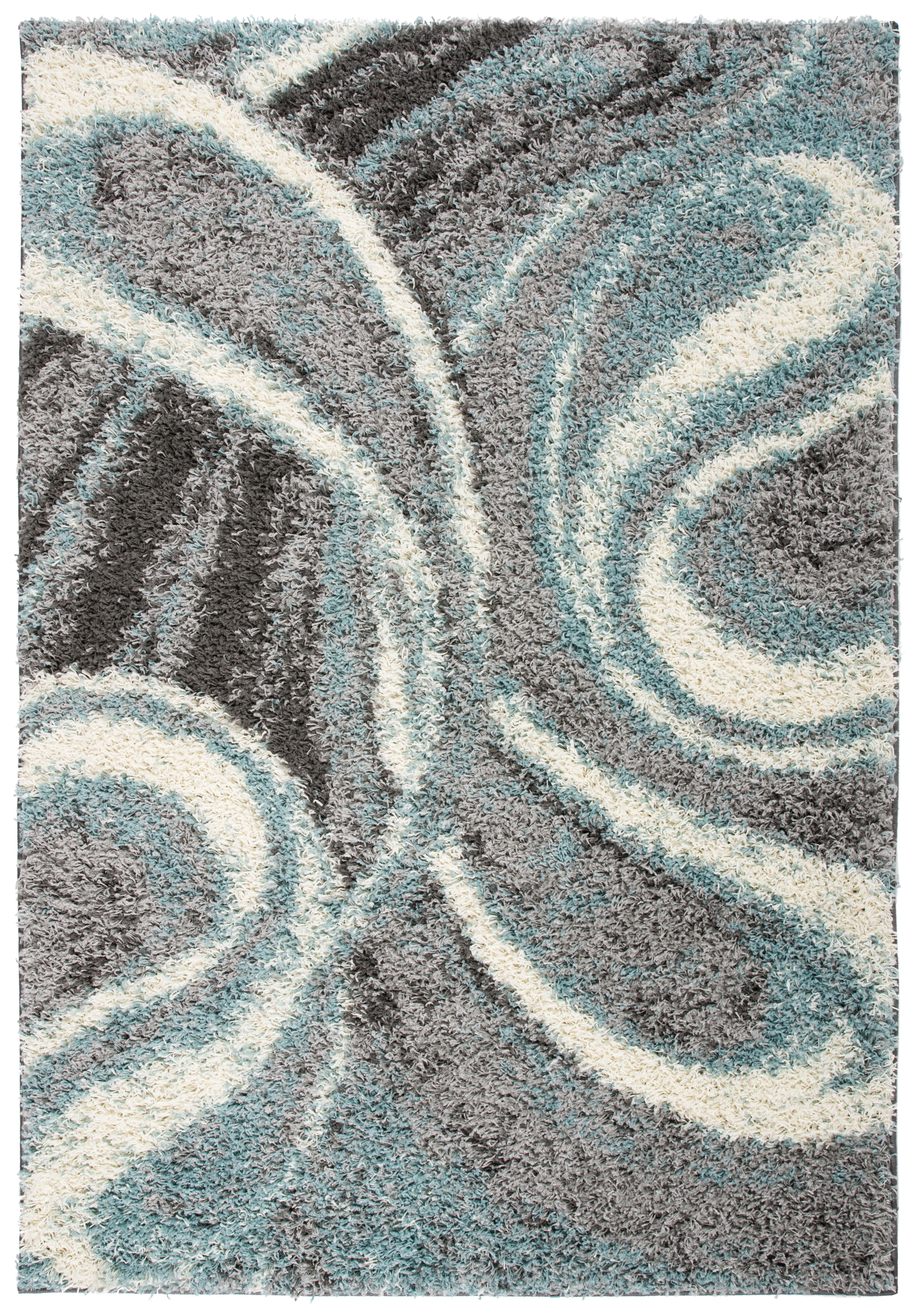 Blue and Gray Abstract Shag 5' x 7' Area Rug