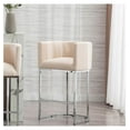 Contemporary Cream Linen Bar Stool, 29" Upholstered Fabric Counter