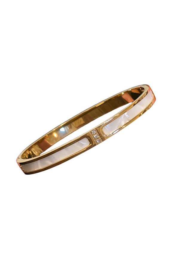 Contemporary Cubic Zirconia Steel Cuff Ergonomic Curved Designs Everyday Elegant