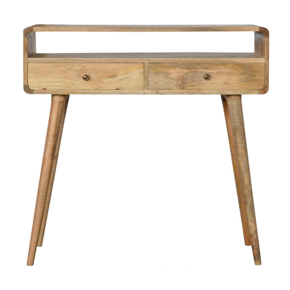 Contemporary Curved Console Table In Solid Wood Oak - Modernize Your Interior With Clean Lines Elevate Home Decor