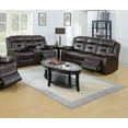 thumbnail image 1 of Contemporary Cushion Living Room Reclining Motion Sofa Motion Loveseat w Console 2pcs Set Dark Brown Gel Leatherette, 1 of 8