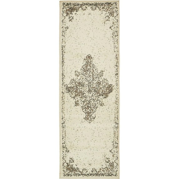 Contemporary Daisy Collection Area Rug Cream - 2'x6'