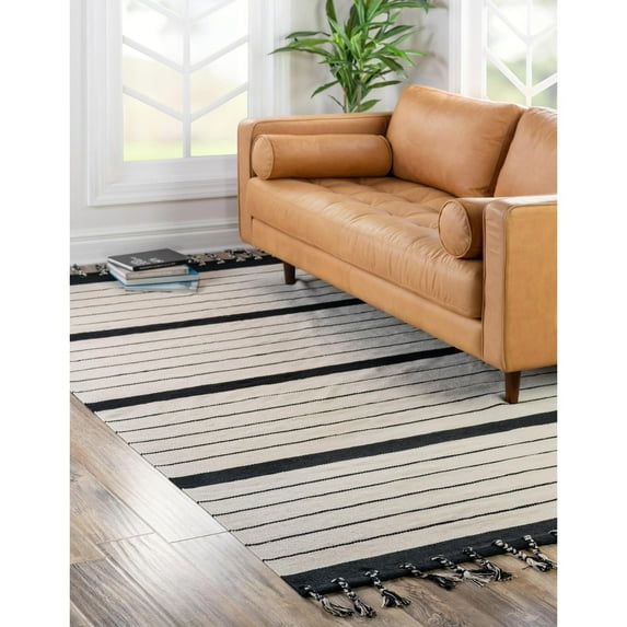 Contemporary Dario Collection Area Rug Black-White - 9'x12'
