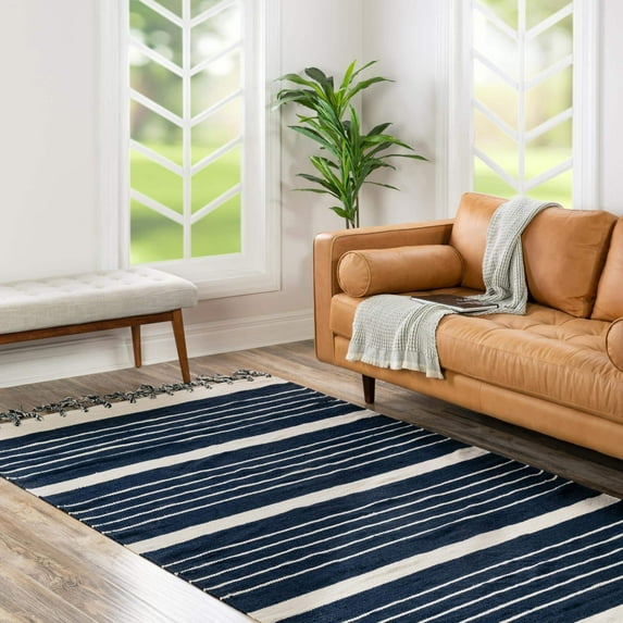 Contemporary Dario Collection Area Rug Navy-White - 5'x8'