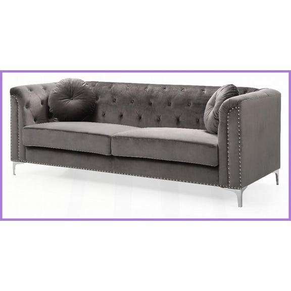 Contemporary Dark Gray Sofa with Sloped Arms - 83"W x 34"D x 31"H