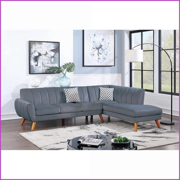 Contemporary Dark Gray Velvet 2-Piece Sectional Sofa Left Sofa Right Chaise Living Room Set | Dark Gray | Velvet | Curved Arms
