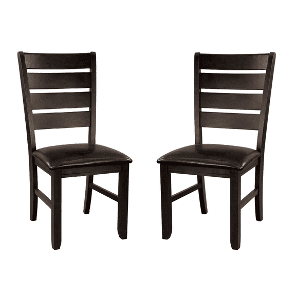 Contemporary Dark Oak Finish Wooden Side Chairs 2pc Set Solid Clean Lines Back Design Furniture
