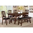 thumbnail image 1 of Contemporary Dark Walnut Finish 6pc Dining Set Dining Table 4x Chairs and Bench Kitchen Dining Room Furniture Solid wood, 1 of 7