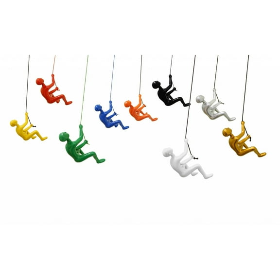 Contemporary Decorative Resin Climbing Man Wall Sculpture - 6" x 3" x 3", 9 Pack, Multicolor