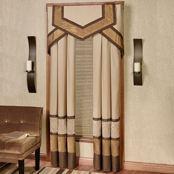Contemporary Delta Pleated Polyester Window Treatment, Cornice Valances - 96L Curtains Set