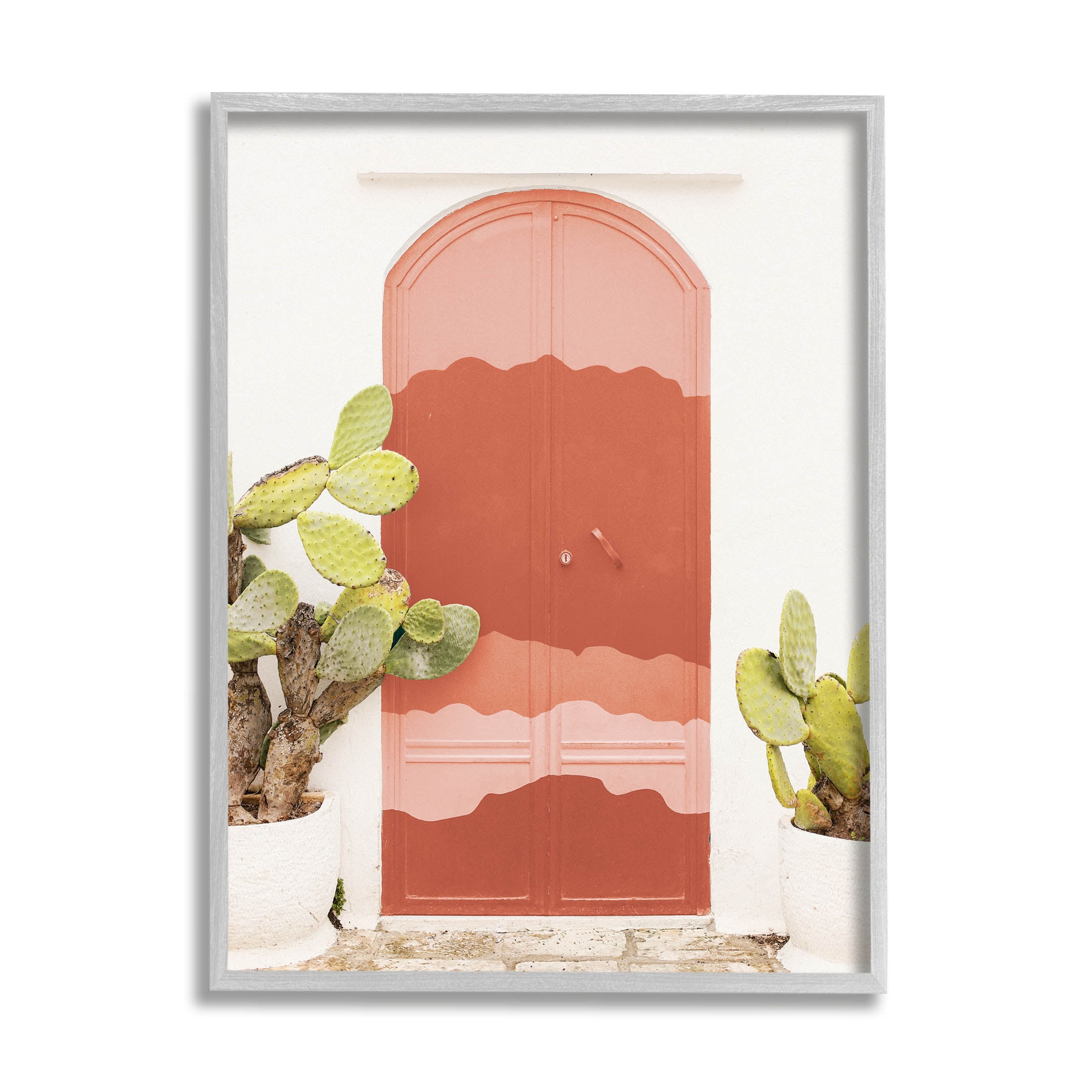 Contemporary Desert Doorway Cactus Botanical & Floral Photograph Gray Framed Art Print Wall Art