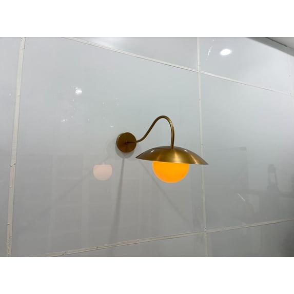 Contemporary Design 1 Holder Single Shade Raw Brass Wall Sconce Lamp ,Wall Vanity Lamp ,Mid Century Wall Light Fixture Wall fixture Lamp