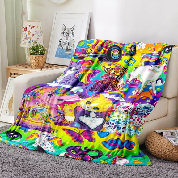 Contemporary Digital Printed Fleece Throw Blanket Cute Little Leopard Element Reversible All Seasons Machine Washable Flannel Woven Multipurpose with Portable Fleece for Sofa Bed Travel