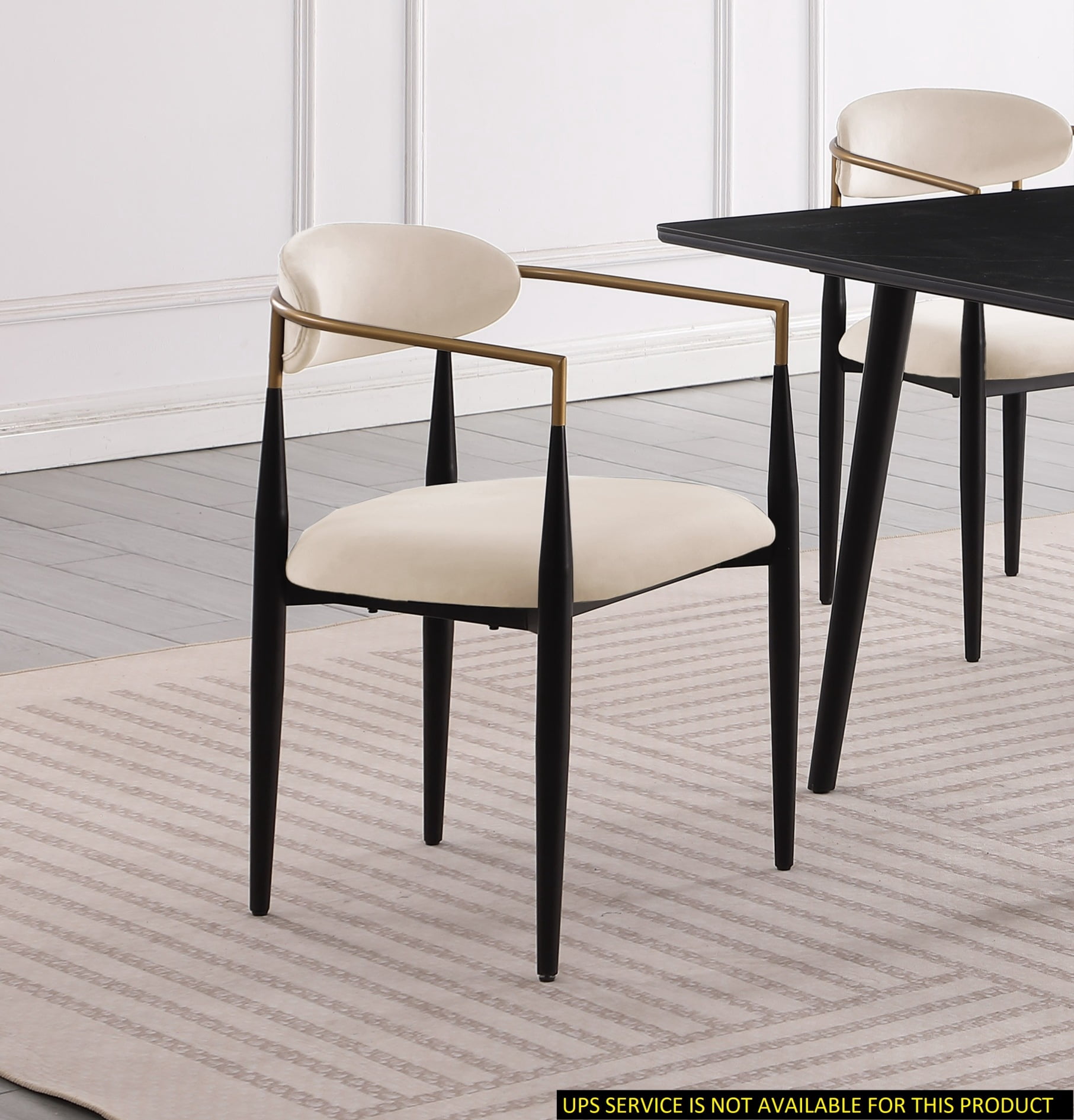 Contemporary Dining Chairs Set of 2, Modern Arm Chairs with Metal Legs ...