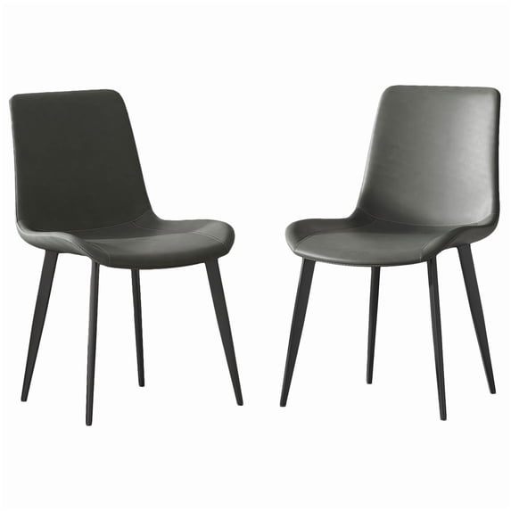 Contemporary Dining Room Chairs (2-Pack), Grey Faux Leather Seat ...