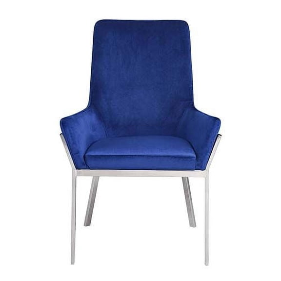 Contemporary Dining Room Funriture Set Of 6 Side Chair Blue Velvet Padded Seat
