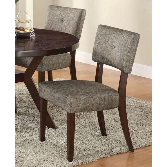Contemporary Dining Side Chairs 6pc Set Espresso Finish Gray Fabric Upholstered Padded Backrest Furniture
