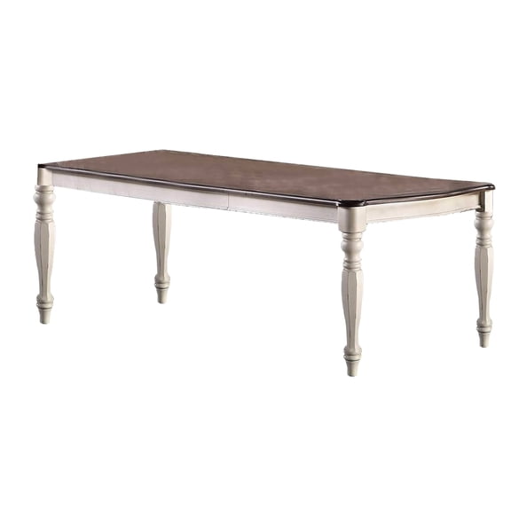 Contemporary Dining Table W 2x Leaves, Antique White, Solid Oak, Fits 8 Seats Rectangular Oak With Style