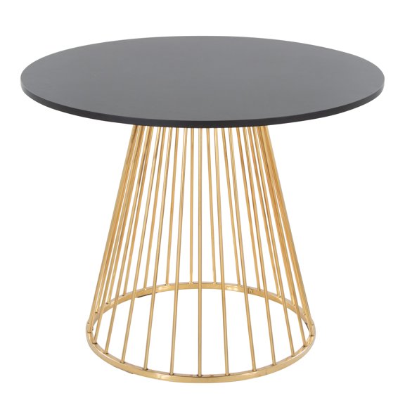 Contemporary Dining Table in Gold Metal and Black MDF
