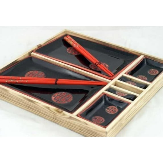 Contemporary Dinnerware 8 PCS Sushi Dinner Set For Two In Gift Box