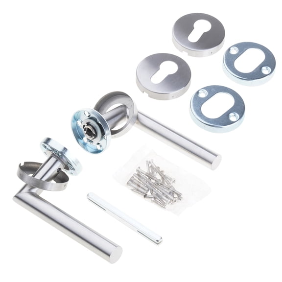 Contemporary Door Handle Set with Round Levers & Escutcheons Modern Door Hardware for Interior Key Locking Function