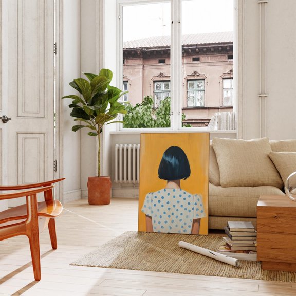 Contemporary Dotted Wall Art Woman Female Decor Colorful Print Polka Dots Minimalist Portrait Illustration Eclectic Fine Unframed Paper Print