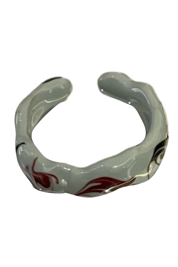 Contemporary Drip Oil Open Rings with Gold Foil Adjustable Size Hand Painted Rings Finger Jewelry for Everyday Wear