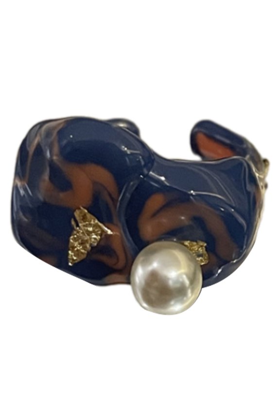 Contemporary Drip Oil Open Rings with Gold Foil Adjustable Size Hand Painted Rings Finger Jewelry for Everyday Wear