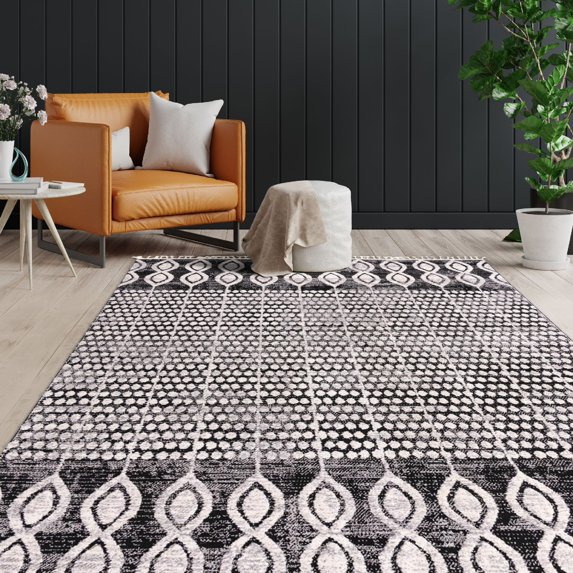 Contemporary Drop Collection Area Rug in Charcoal Color and Rectangle, Runner Shape