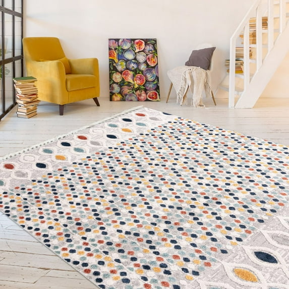 Contemporary Drop Collection Area Rug in Multi Color and Rectangle, Runner Shape