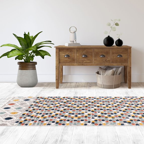 Contemporary Drop Collection Area Rug in Multiple Color and Rectangle, Runner Shape
