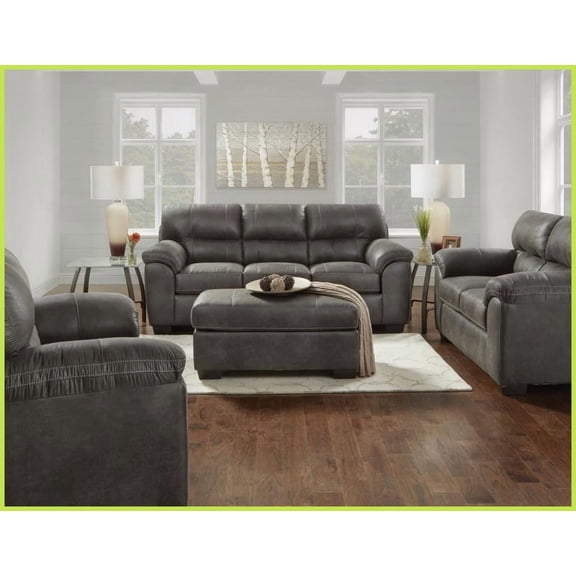 Modern Leather-Look Fabric Sofa with Pillow-Top Arms, Sequoia Ash  Perfect for Living Rooms