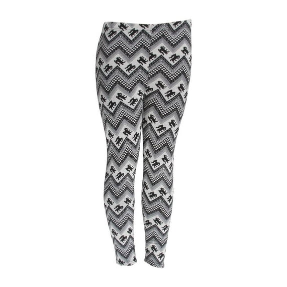 Contemporary Edge Snow Tribal Inner Fuax Fur Leggings, Reindeer Tribal L/XL