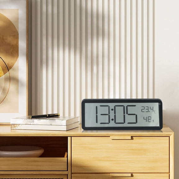 Contemporary Electronic Wall Clock with LED Screen for Time and Weather