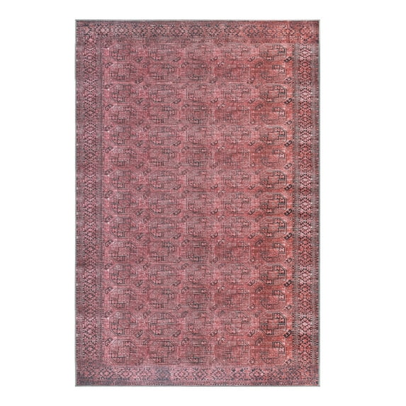 Contemporary Elegant Geometric Power-loomed Indoor Area Rug, Garnet Red, 7.6' x 9.6'