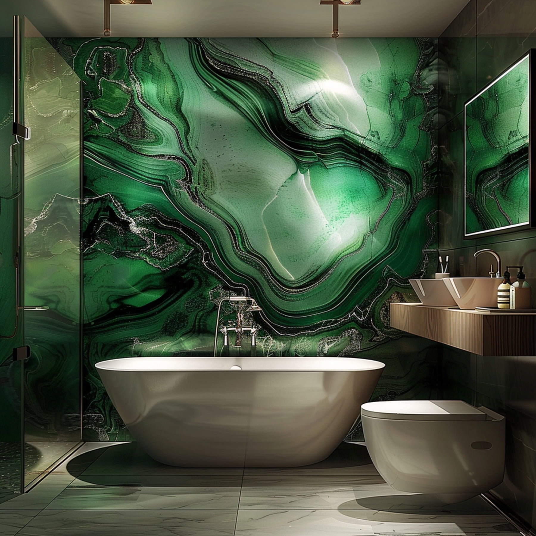 Contemporary Emerald Marble Bathroom Set with Unique Design Stunning ...