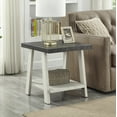 thumbnail image 1 of Contemporary End Table with Storage Shelf, Two-Tone Wood Shelf Side Table, Rectangular Nightstand for Small Space, Living Room, Bedroom, Wood Frame Strong and Stable, Weathered Charcoal and Beige, 1 of 6