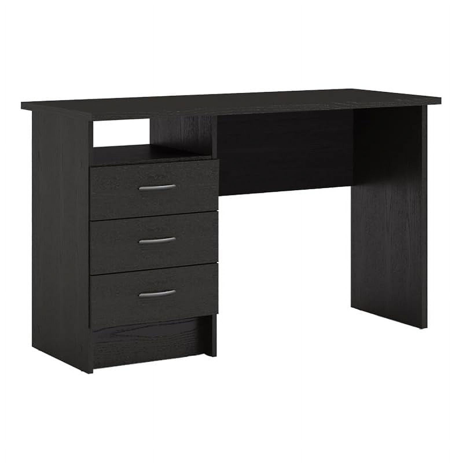 Contemporary Engineered Wood Desk with 3 Drawers in Black