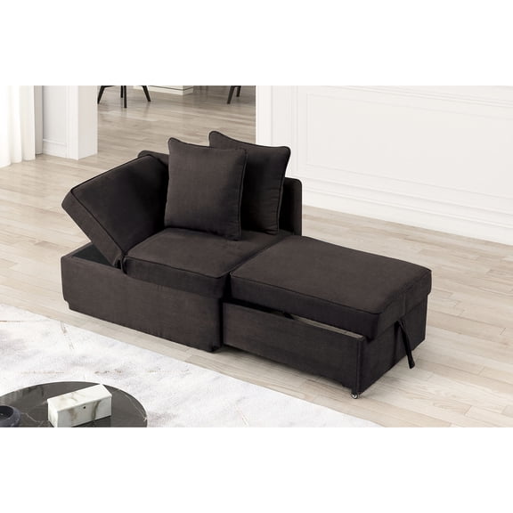 Contemporary Fabric Chair For Living Area, Gray, With Adjustable And Pull-out Storage Seat Foam Chair, Functionality
