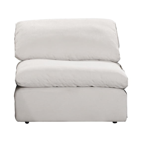 Contemporary Fabric Upholstered Modular Armless Chair, White
