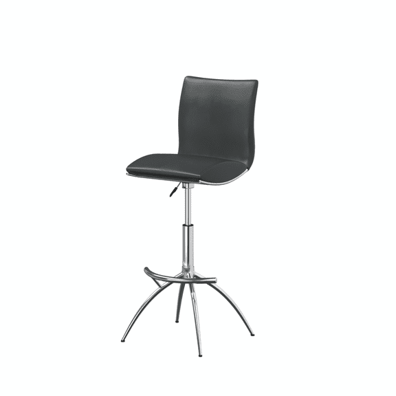 Contemporary Faux Leather Adjustable Bar Stool in Gray (Set of 2)