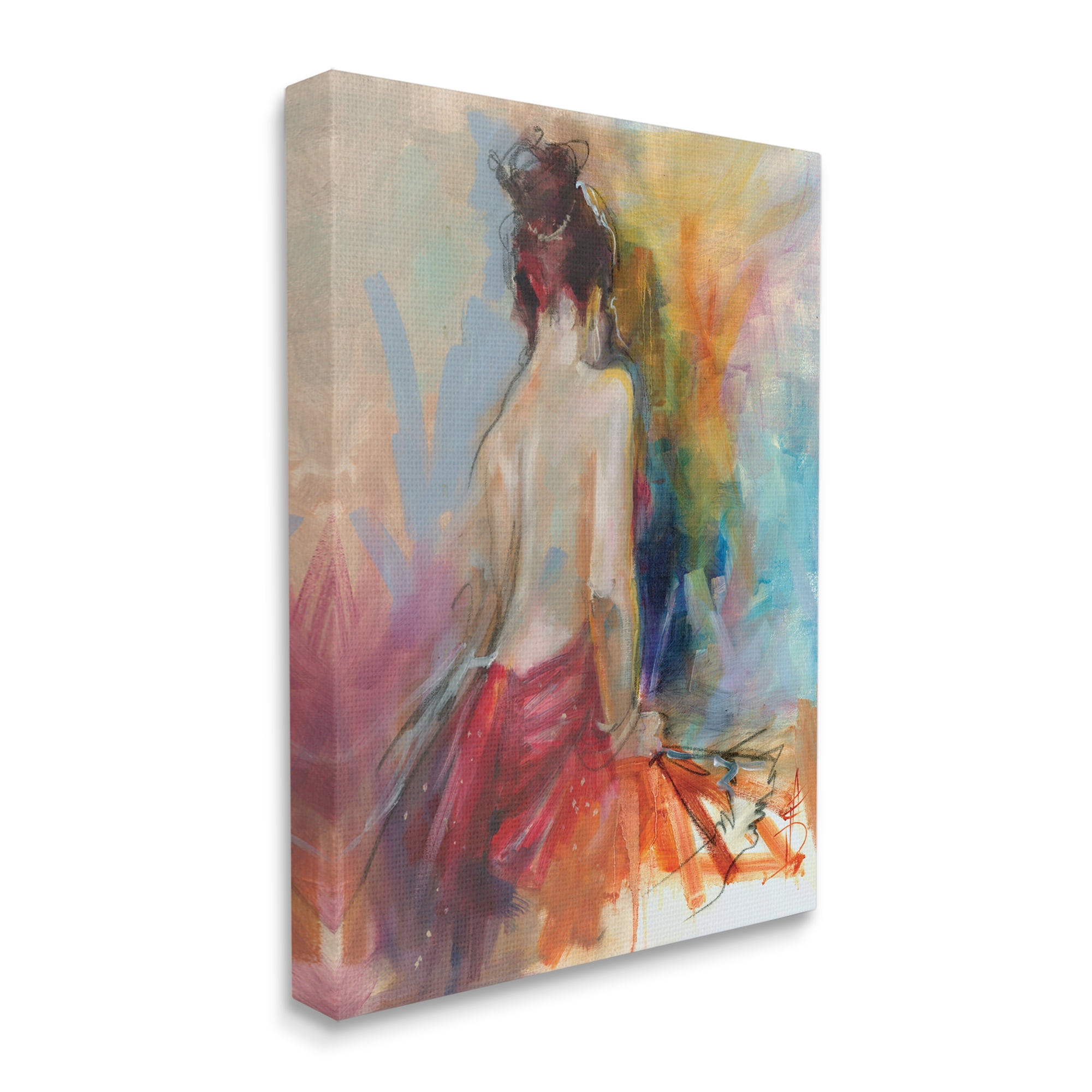Contemporary Female Pose Energetic Brush Strokes 16 in x 20 in Painting Canvas Art Print, by Stupell Home Décor