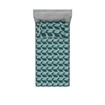 thumbnail image 1 of Contemporary Fitted Sheet & Pillow Sham Set, Abstract Style Wave Depiction Ocean and Sea Repeated Pattern, Decorative Printed 2 Piece Bedding Decor, Twinxl, Hunter Green and Cadet Blue, by Ambesonne, 1 of 2