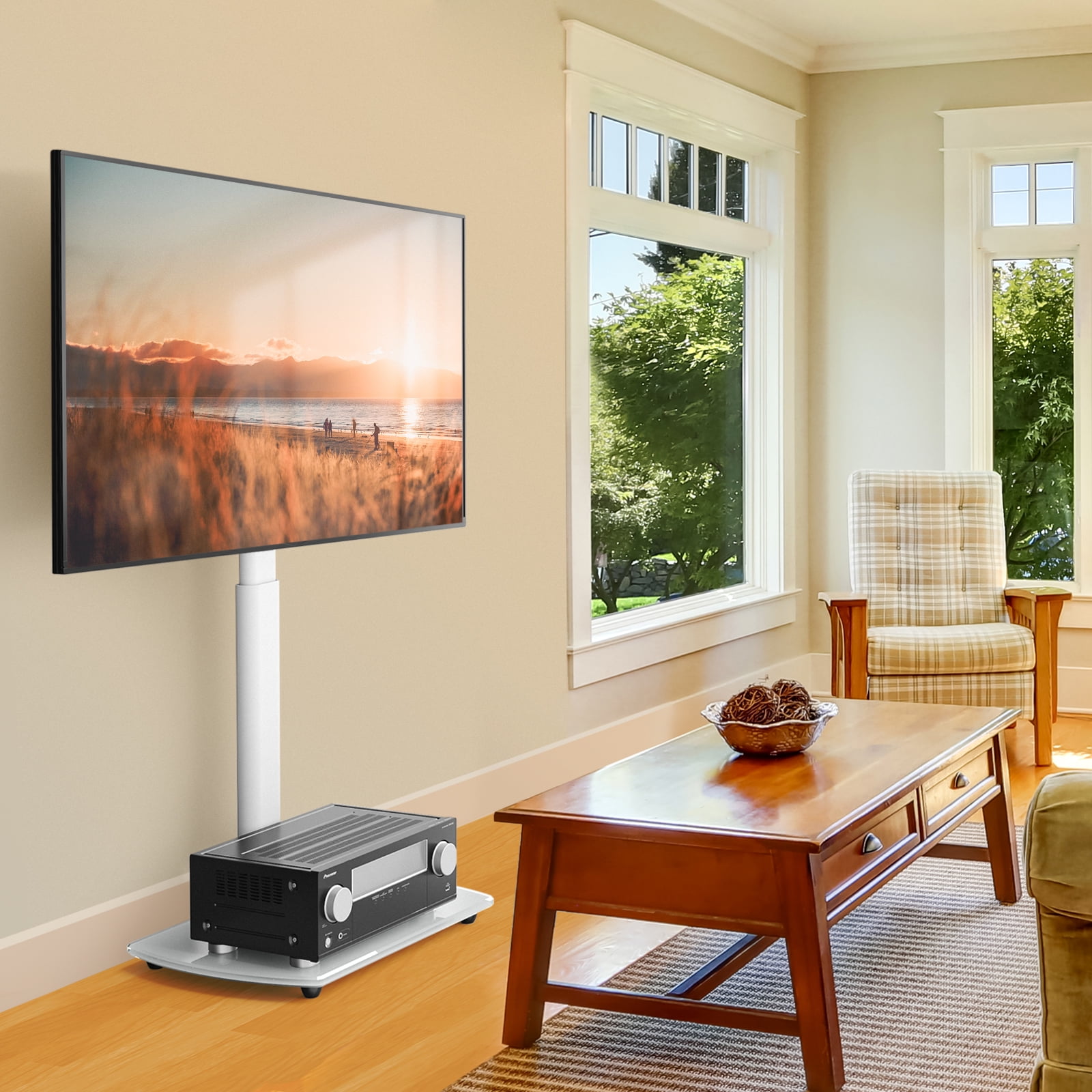 Modern Swivel Plasma TV Stand: Floor Mount for 27-65 inch Flat or ...