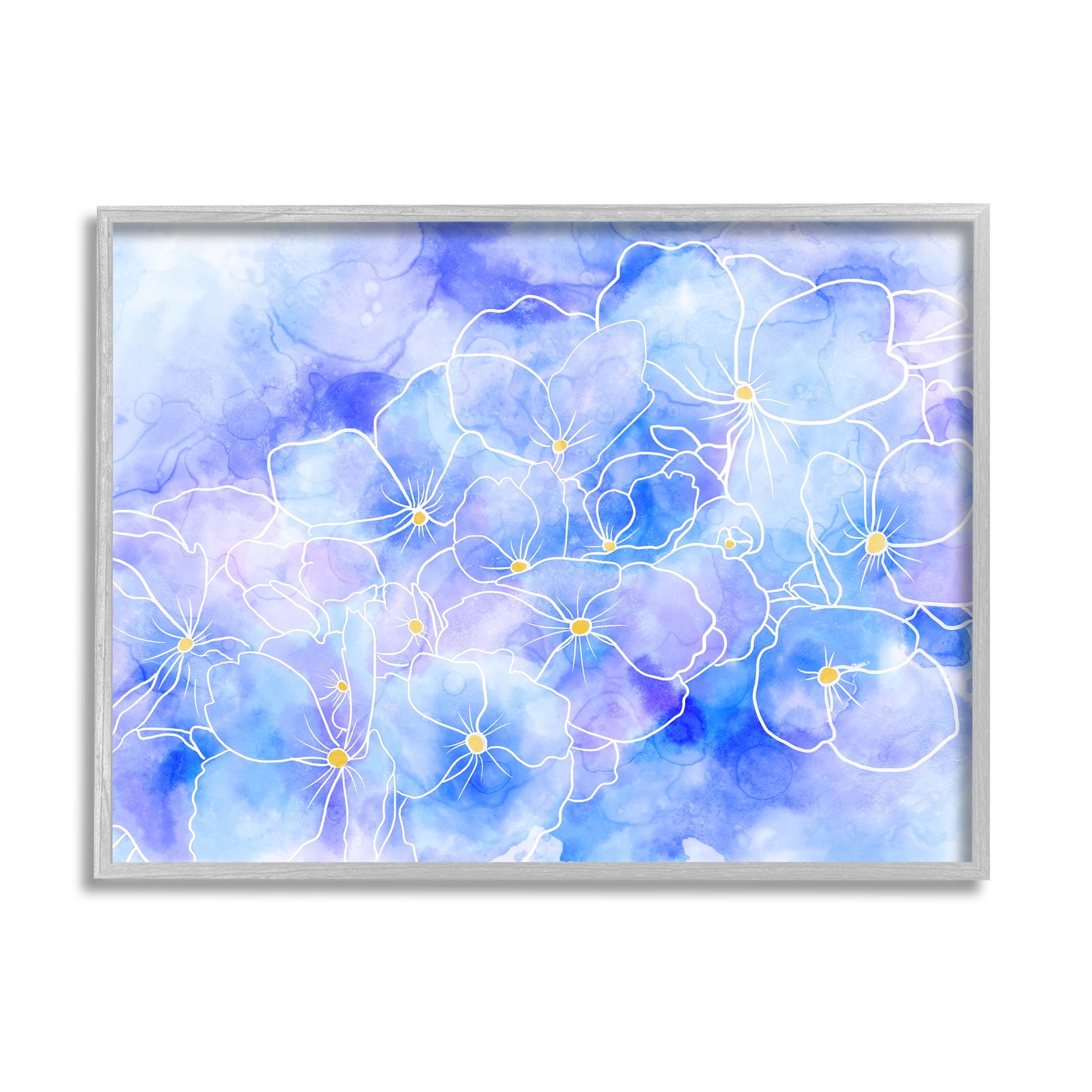 Contemporary Floral Shapes Botanical & Floral Graphic Art Gray Framed Art Print Wall Art