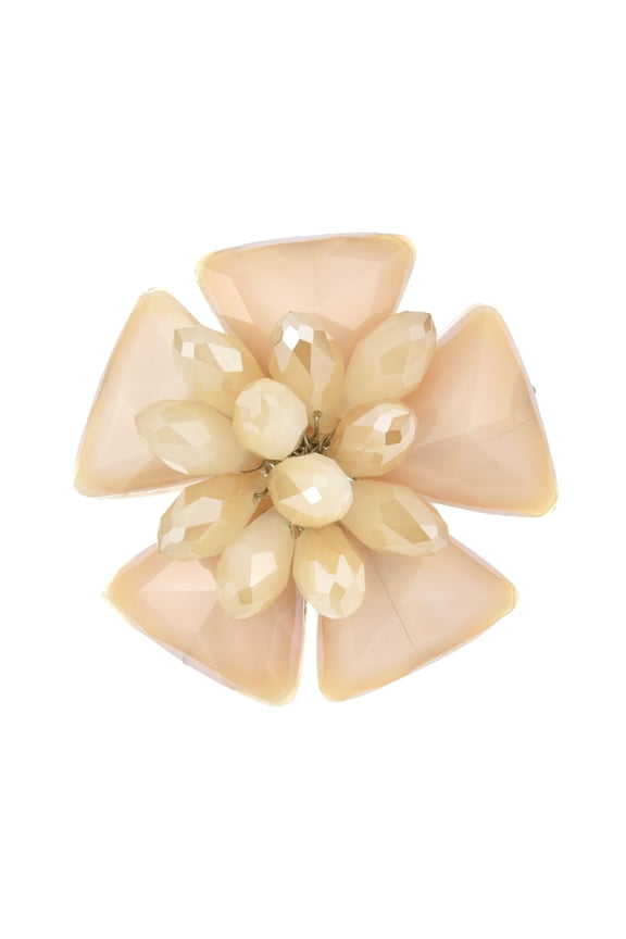 Contemporary Floral Statement Cream Crystal Handmade Adjustable Ring