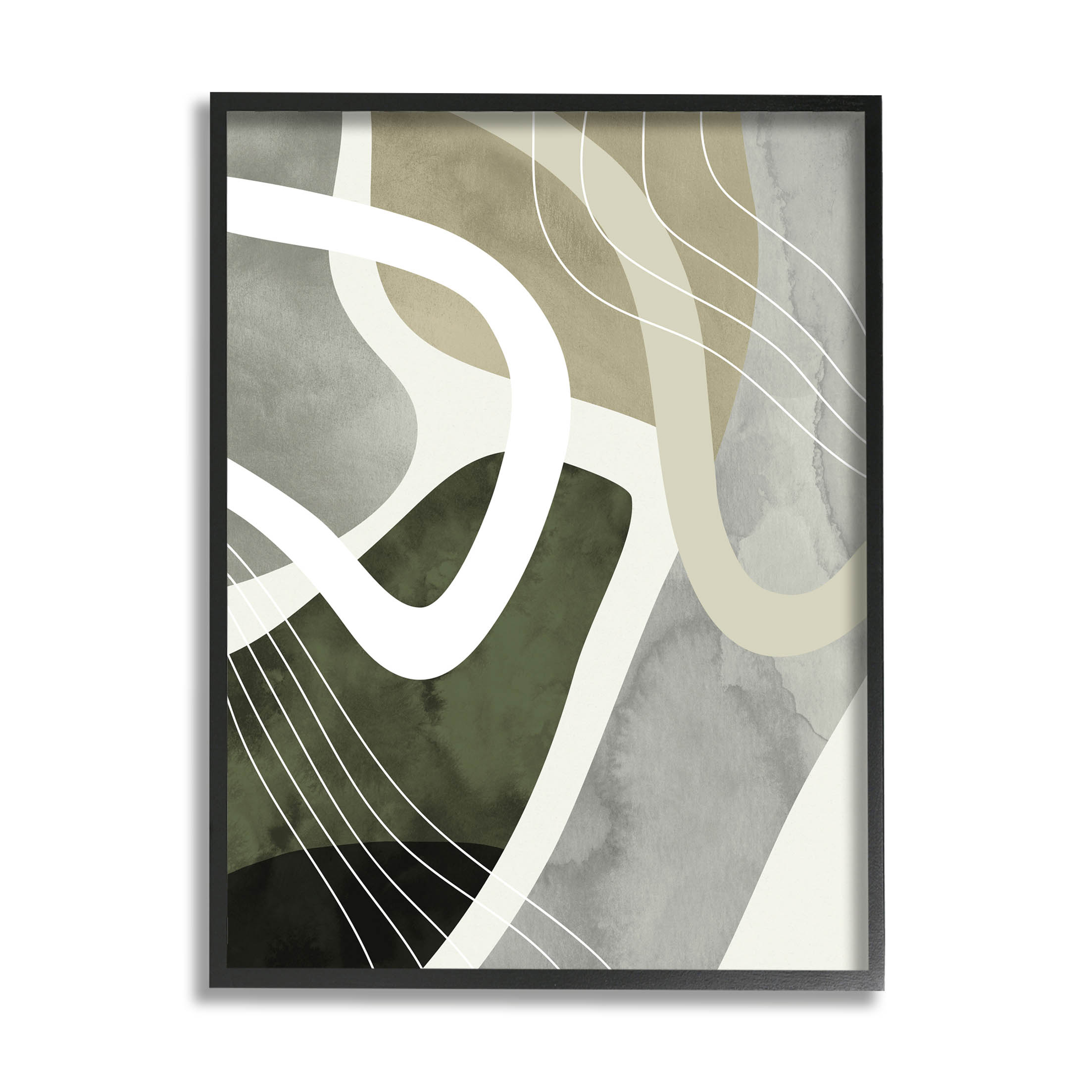 Contemporary Flowing Lines Abstract Graphic Art Black Framed Art Print Wall Art