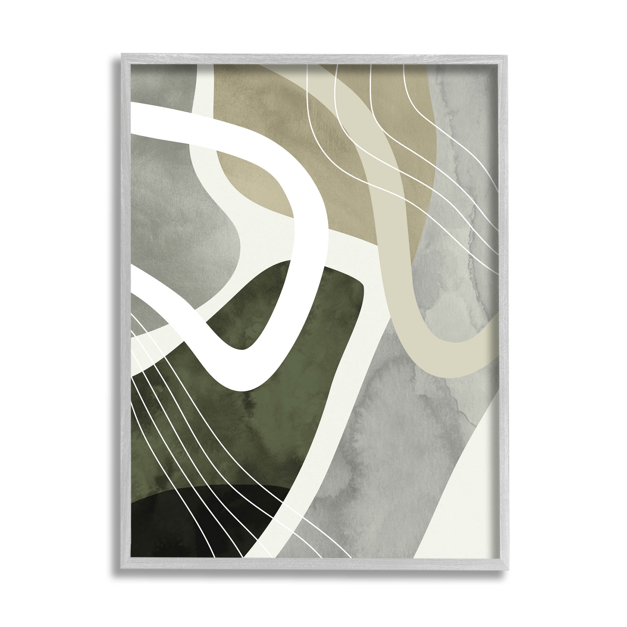 Contemporary Flowing Lines Abstract Graphic Art Gray Framed Art Print Wall Art