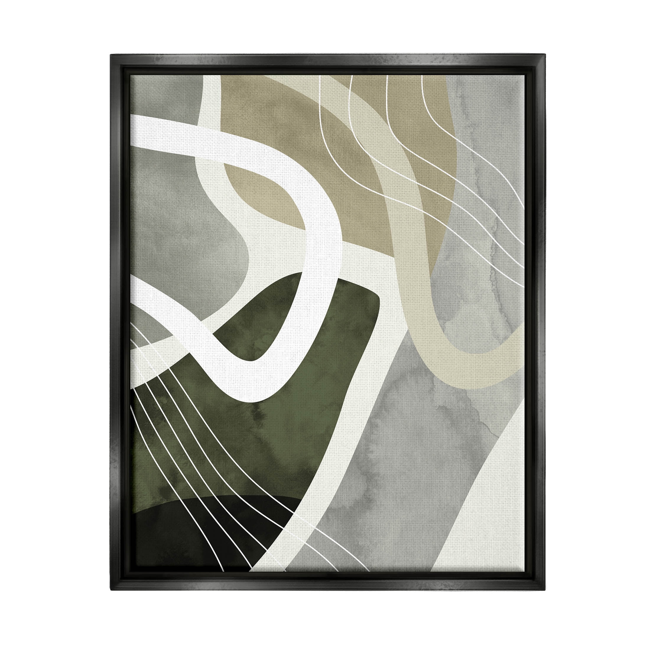 Contemporary Flowing Lines Abstract Graphic Art Jet Black Framed Art Print Wall Art