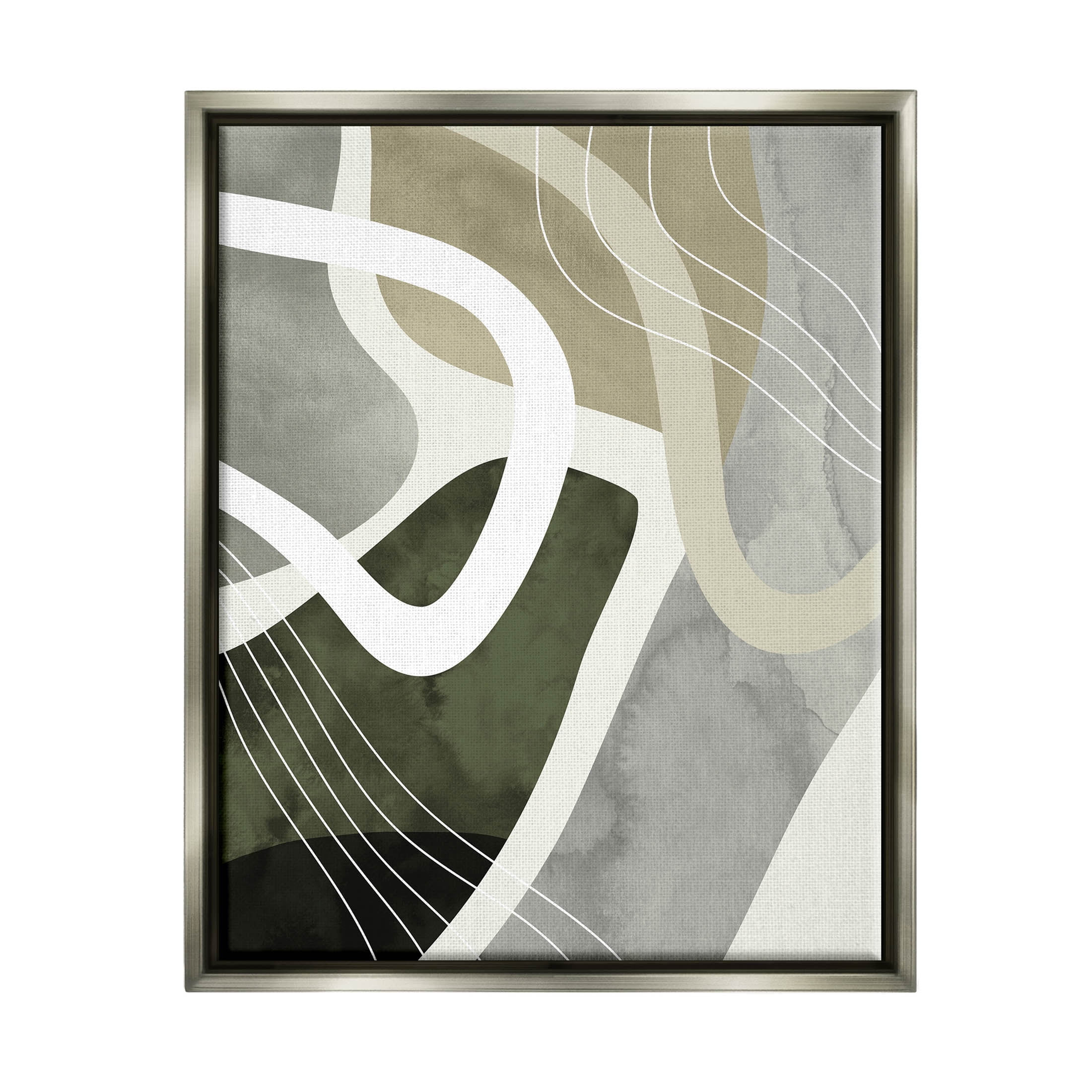 Contemporary Flowing Lines Abstract Graphic Art Luster Gray Framed Art Print Wall Art